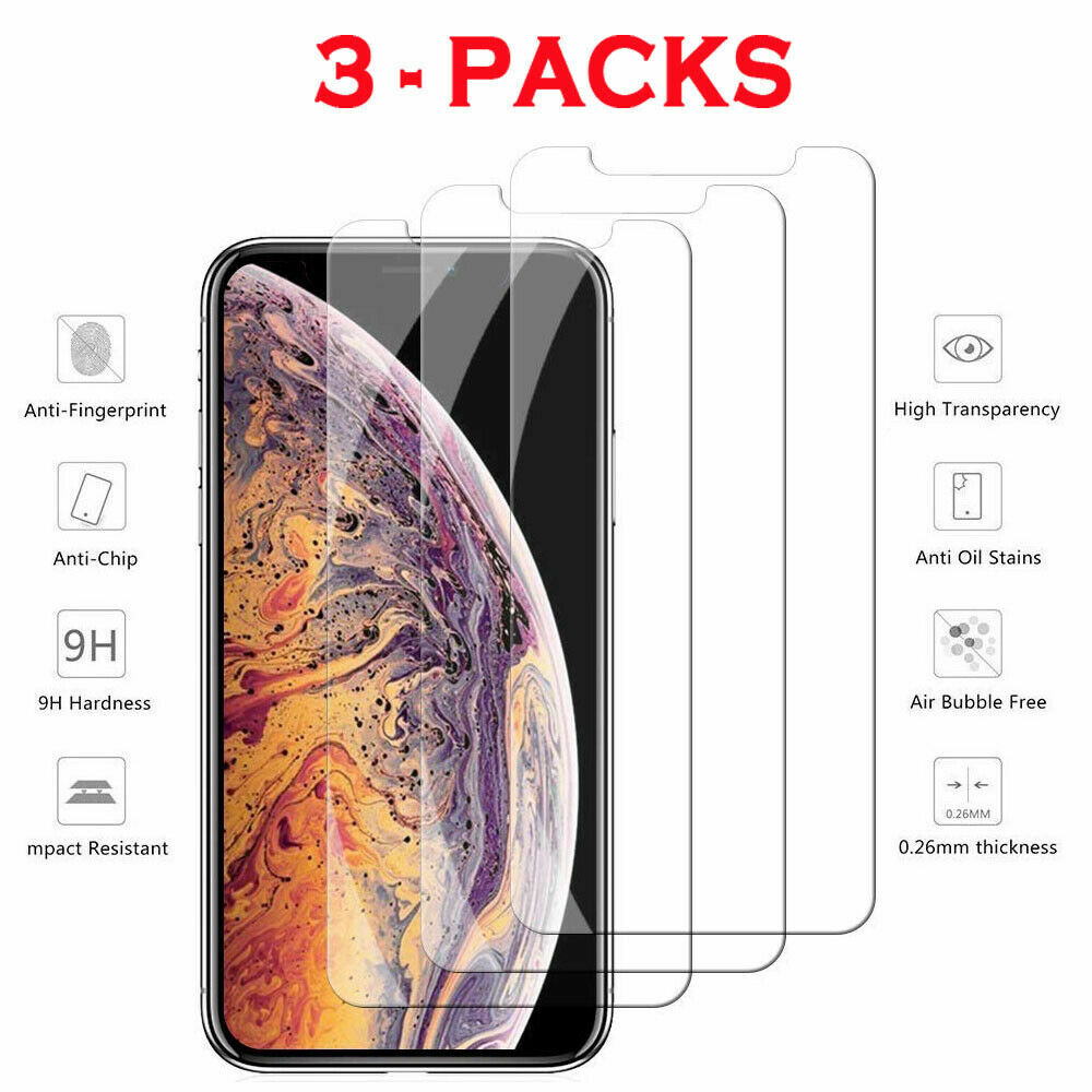 [3-Pack] For iPhone 12 11 Pro Max XR X XS Max Tempered GLASS Screen Protector