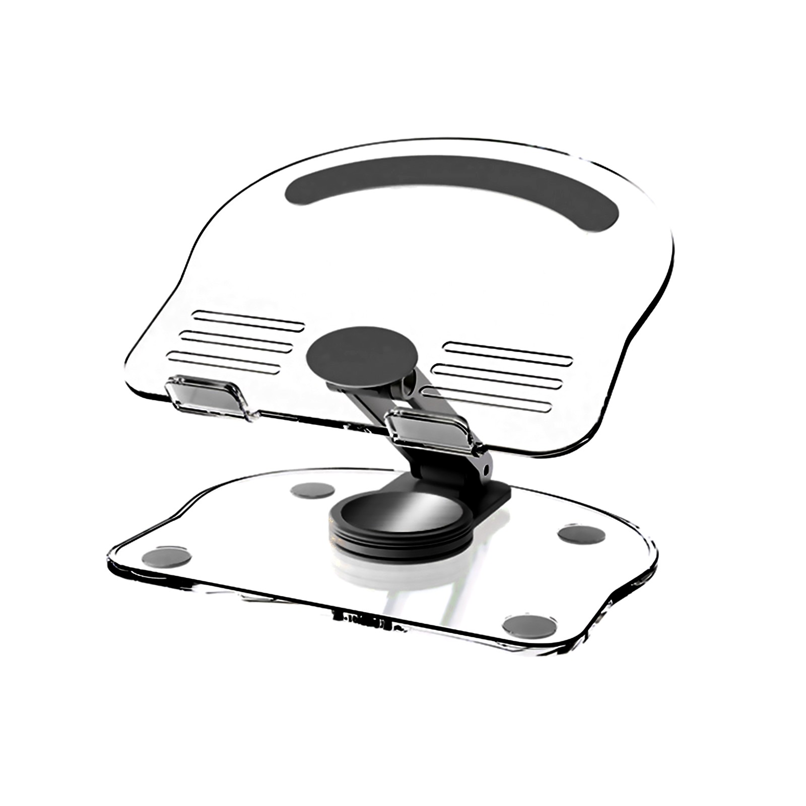 Acrylic Tablet Stand Desktop Foldable Holder 360° Rotation Base Clear Bracket kq