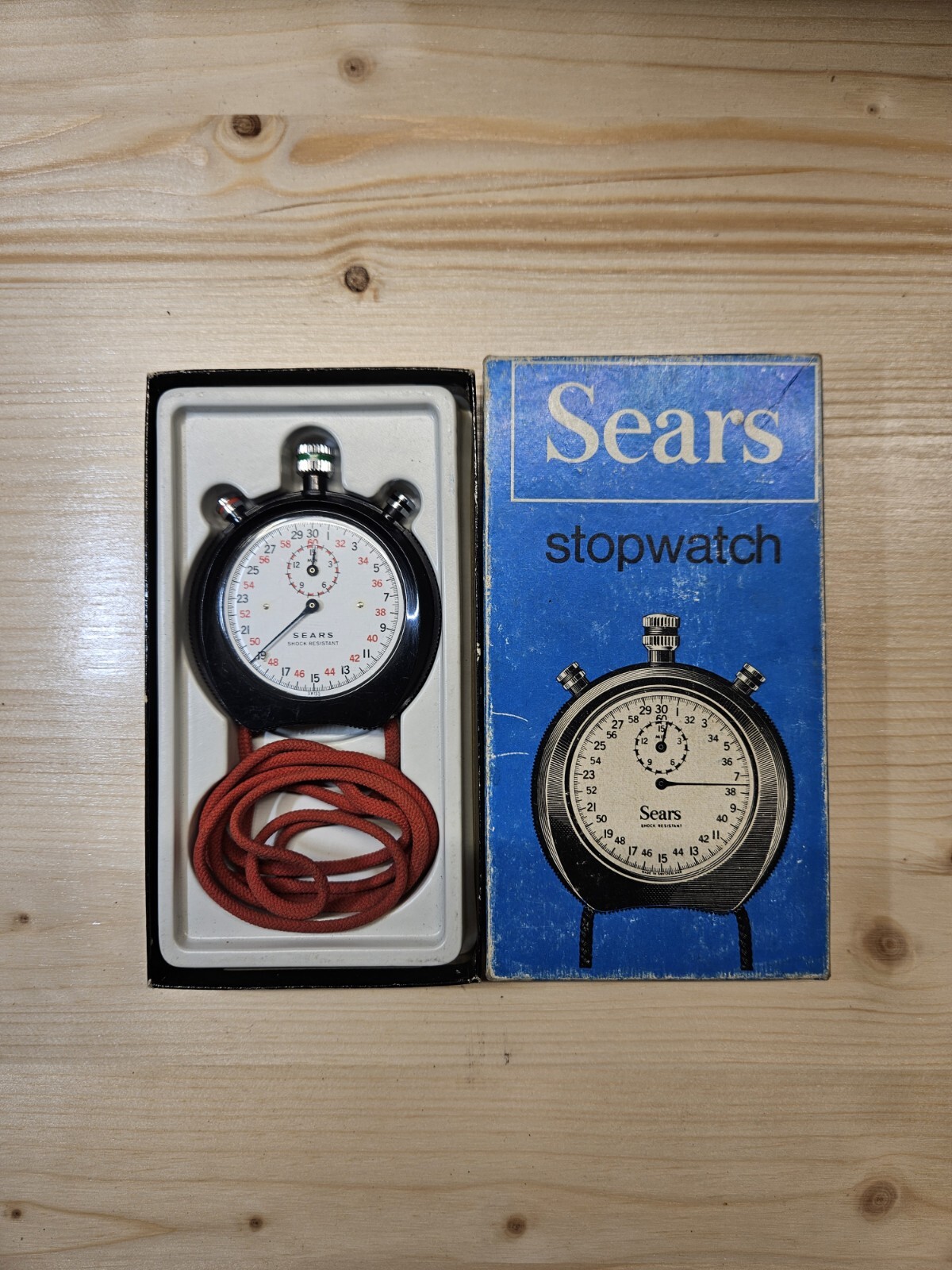 Vintage Sears Black Stopwatch 19 902 Swiss Made