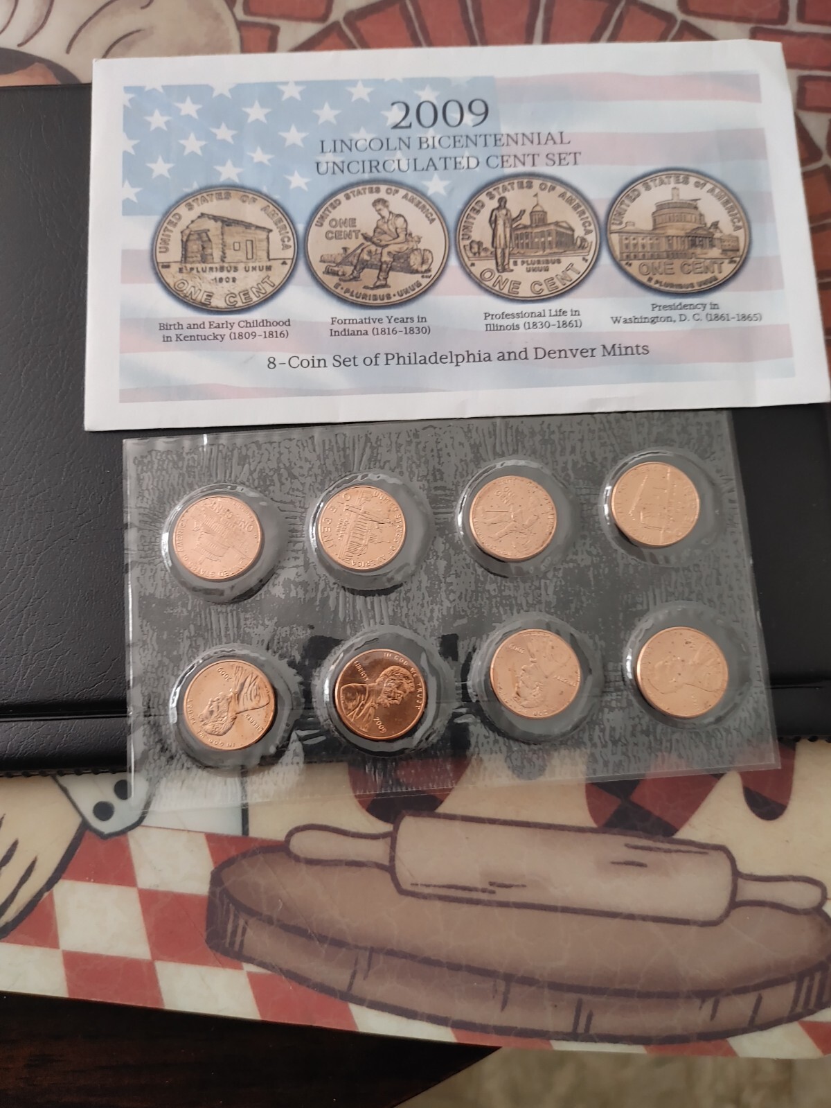 Complete 8 Piece Set Lincoln 2009 Cent Penny P & D Mint, Uncirculated