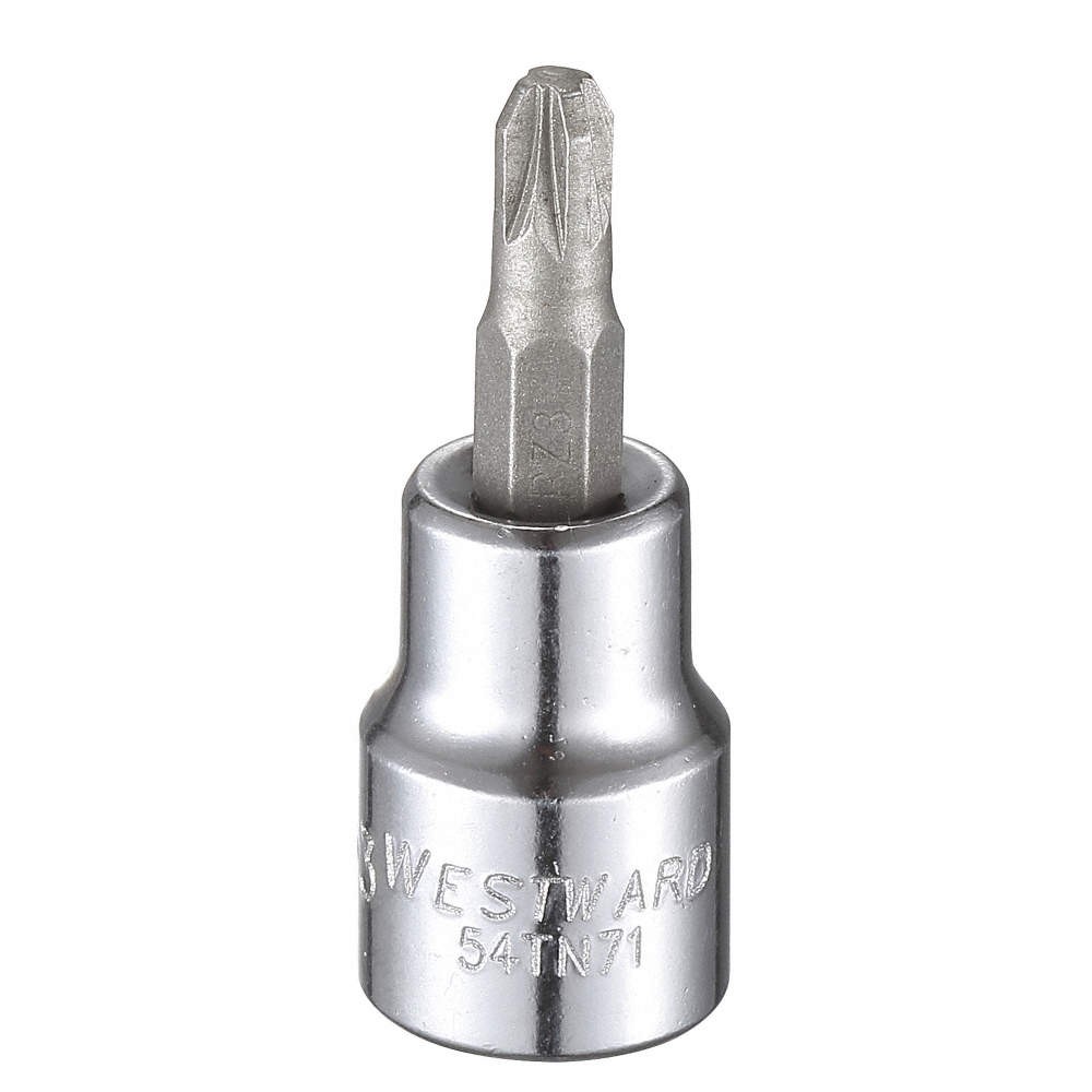 WESTWARD 54TN71 Socket Bit, Steel, 3/8 in, TpSz #3 54TN71