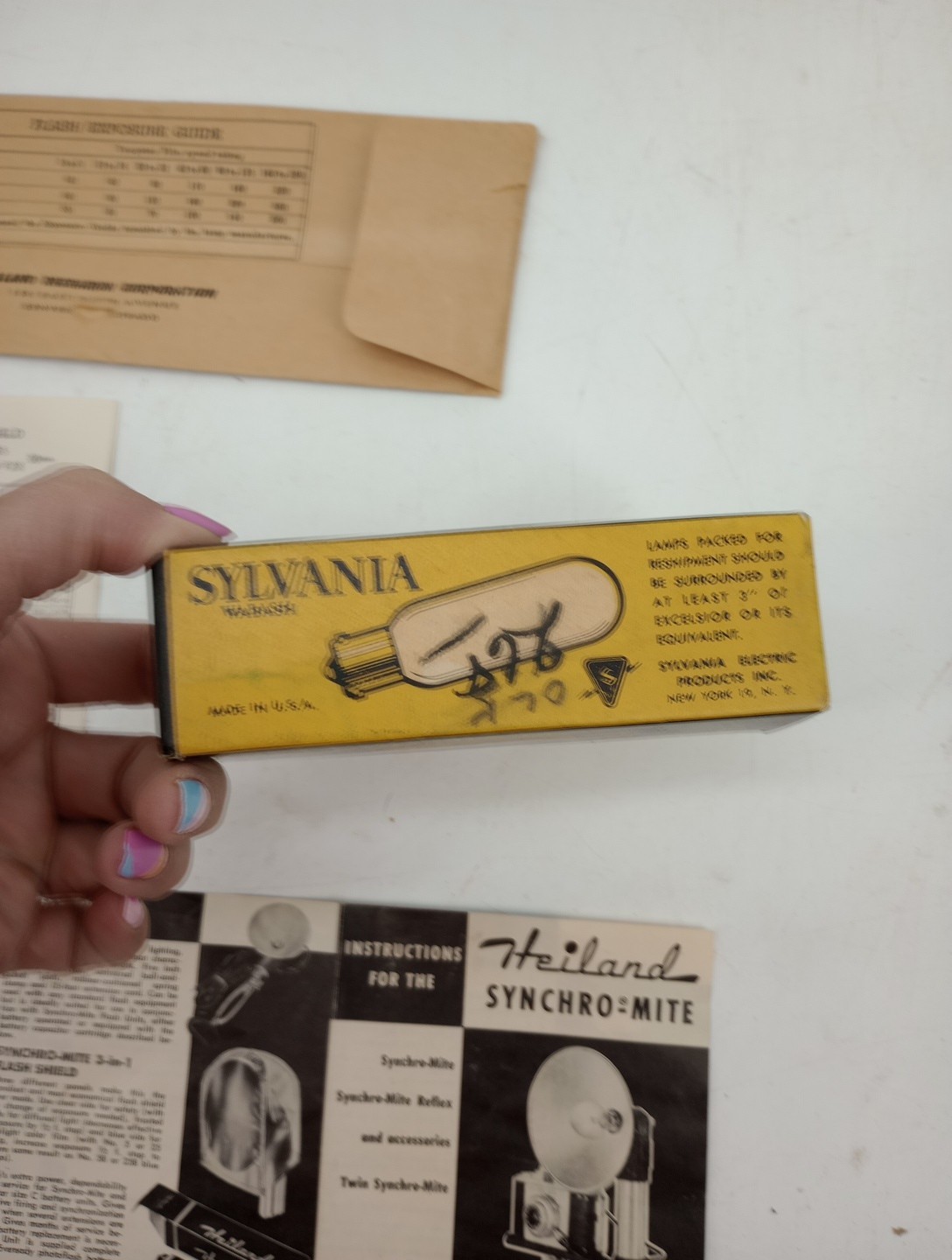 Vtg 1952 HEILAND SYNCHRO-MITE FLASH Mount Original Box & Paperwork Read Look
