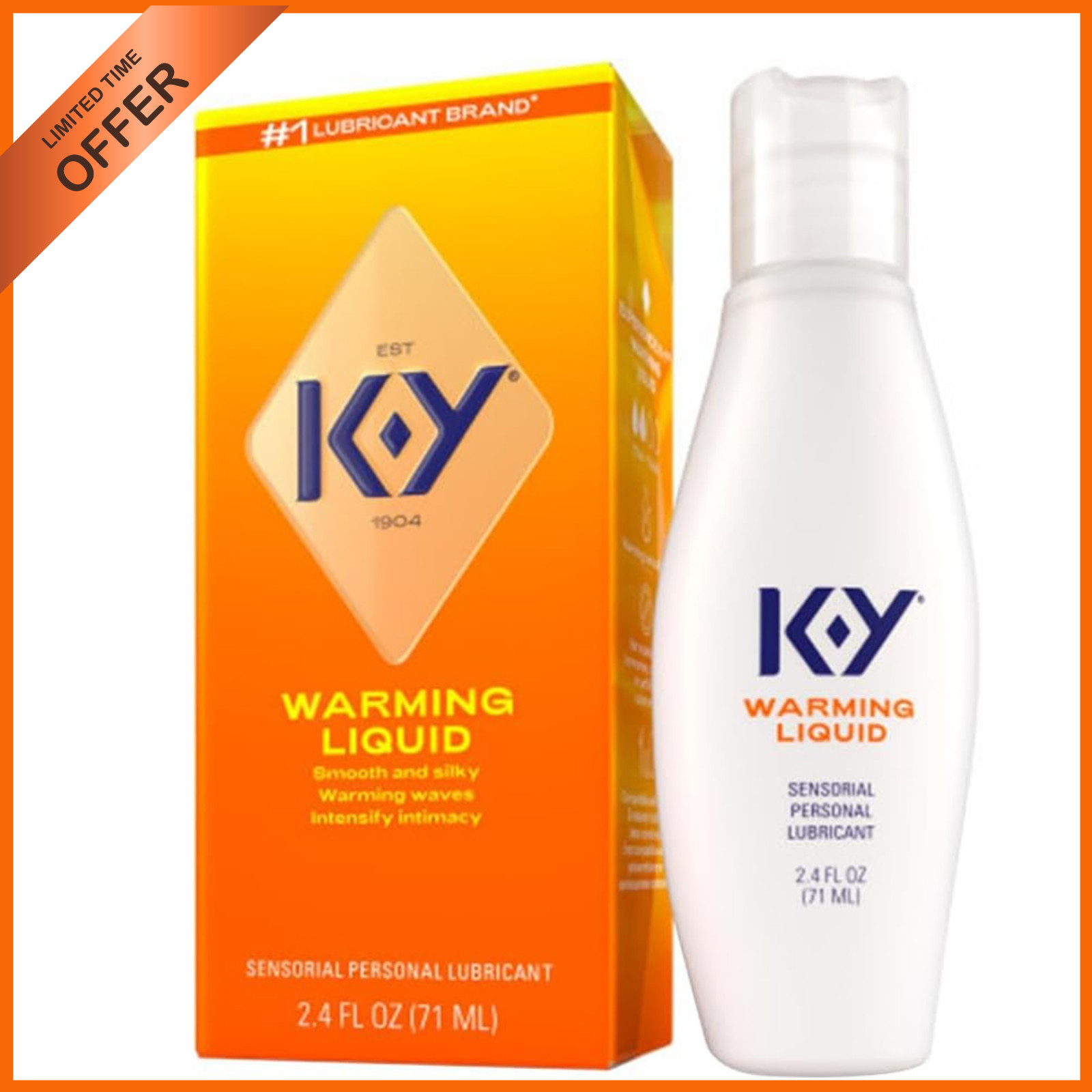 K-Y Warming Lube for Sex, Sensorial Personal Lubricant Liquid,  Condoms, 2.4 Fl