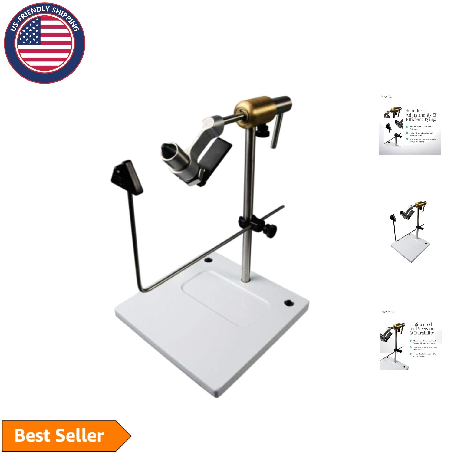 Durable Fly Tying Rotary Vise with Adjustable Height & Stable Pedestal Base