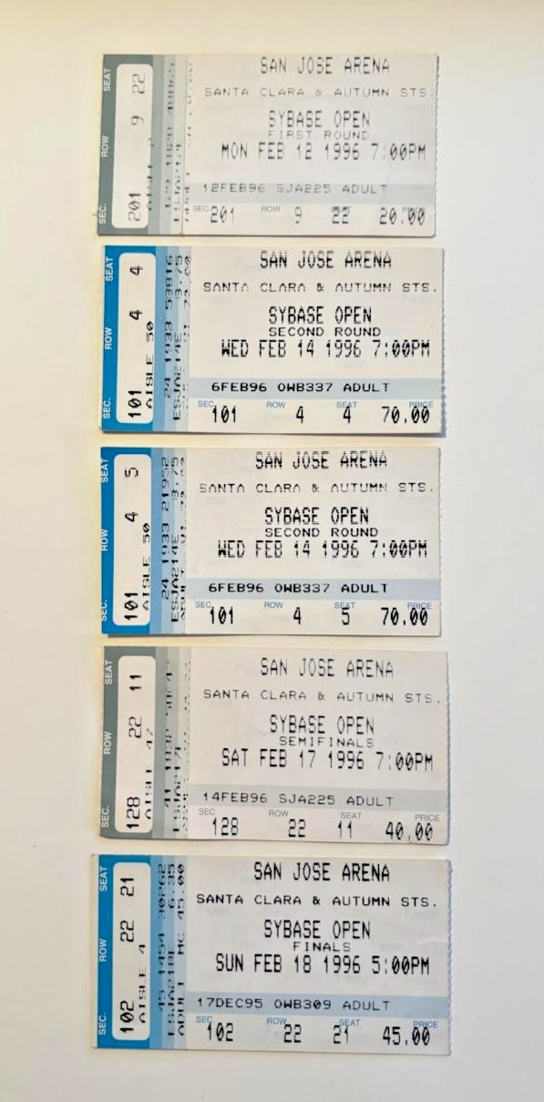 VINTAGE LOT of 14 Sybase Open Tennis Tickets 1996/1997/1998