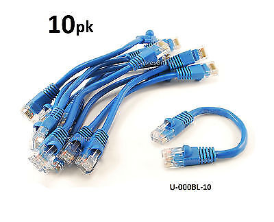 10-PACK 6 inch CAT5e UTP RJ45 Network Ethernet Patch Cable Blue