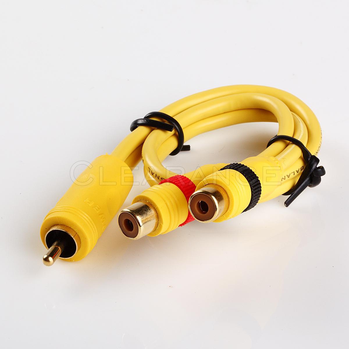 1ft 1' HIGH PERFORMANCE  BLANCED CABLE RCA 1 FT Y-ADAPTER 1 MALE TO 2 FEMALE
