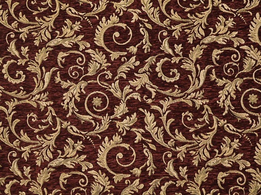 Chenille Upholstery Crimson Saxxon floral Leaf Drapery home fabric yd 56" Wide