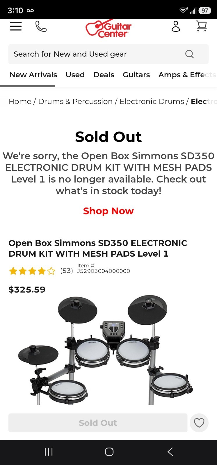 Simmons SD350 Electronic Drum Kit Mesh Pads 7-Piece Beginner Digital Set
