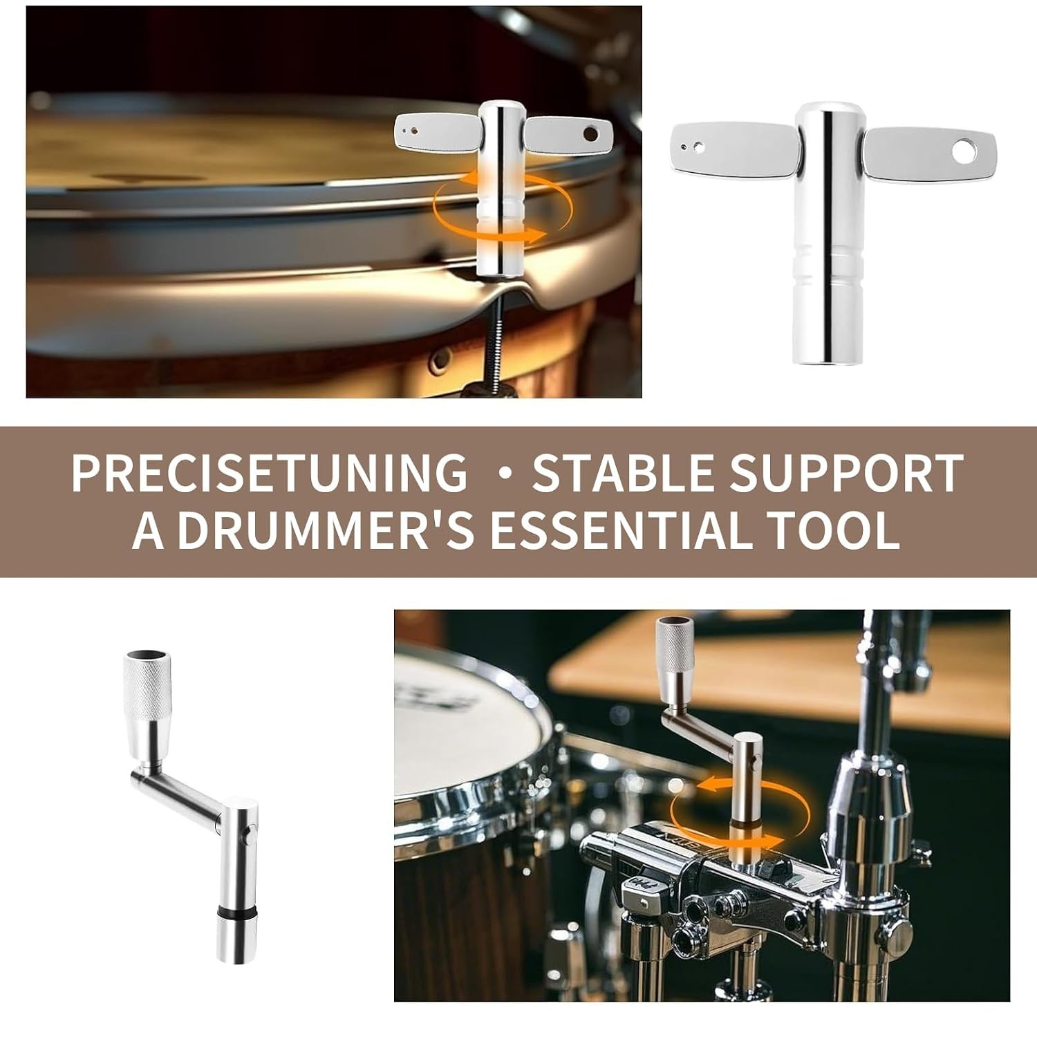 4PCS Drum Keys, Universal Drum Tuner with Continuous Standard Motion Speed Key,
