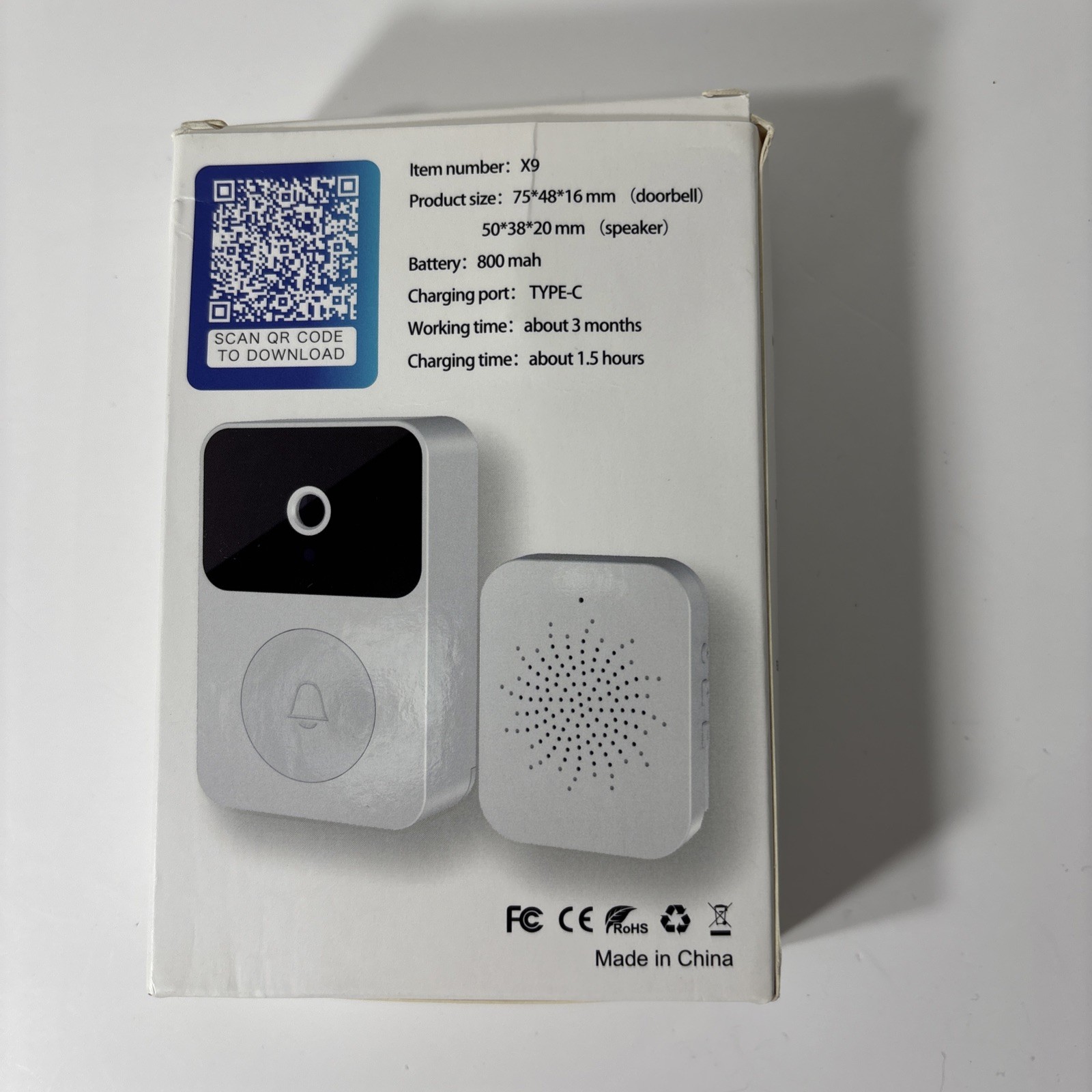 Visualizable Smart Doorbell X9 Camera wifi connect Talking White For Safety READ