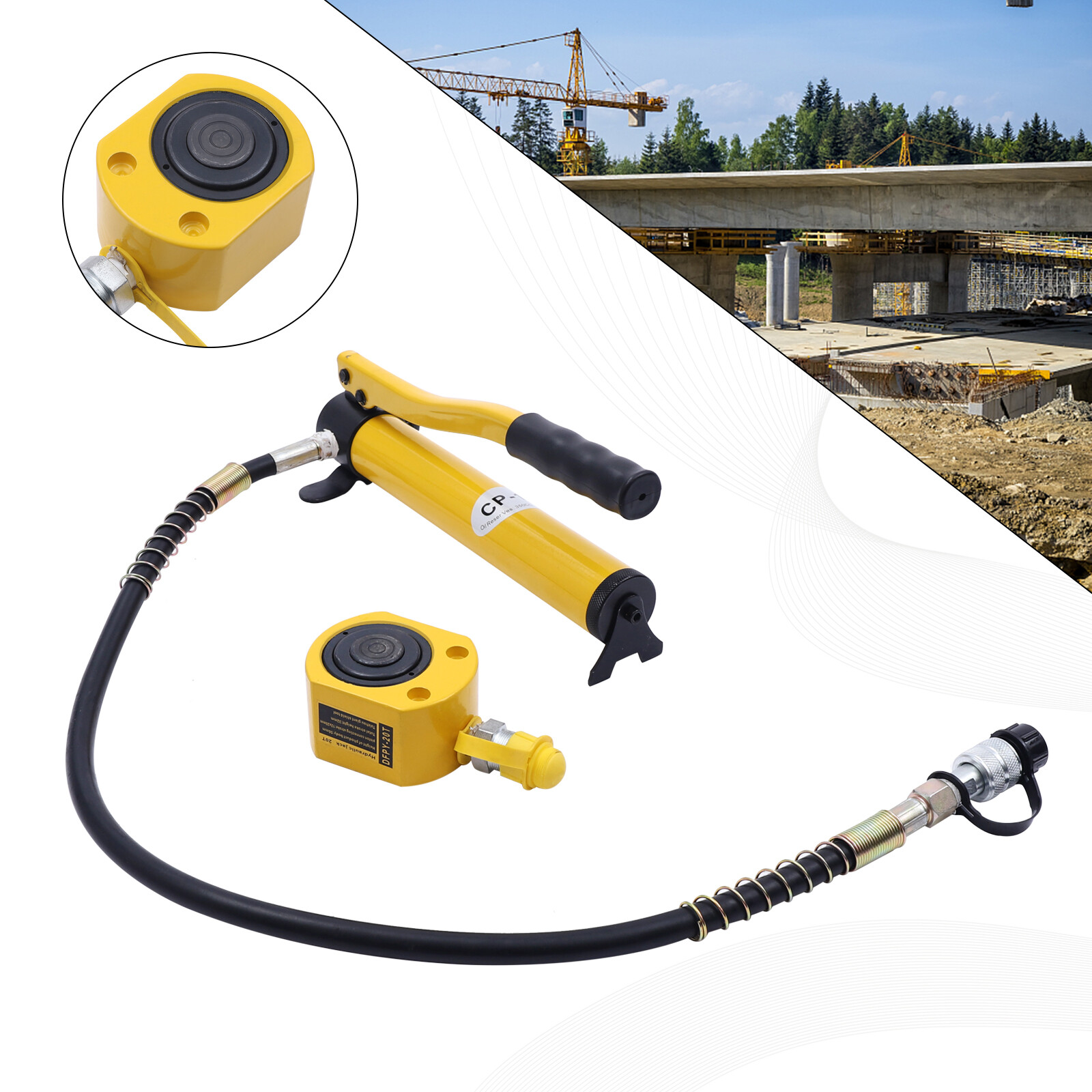 20 Ton Hydraulic Cylinder Jack Porta Power Ram Lifting & Hydraulic Hand Pump USA