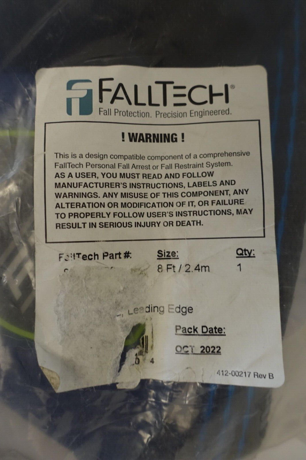 fall tech fall protection edgecore 84108SP0/8 ft