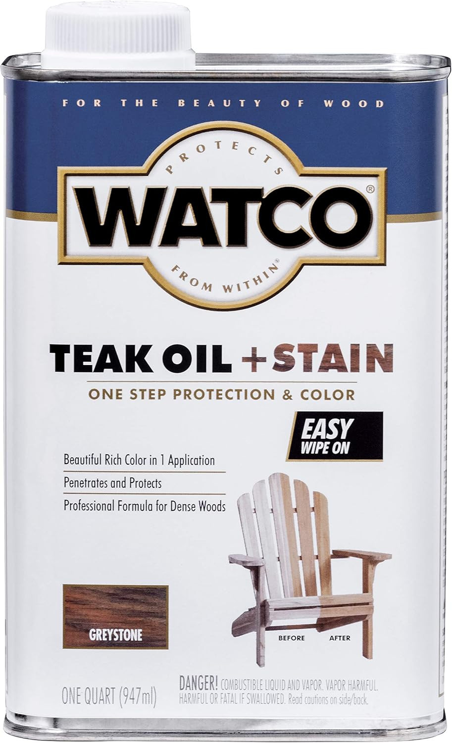 348759 Teak Oil + Stain, Quart, Greystone