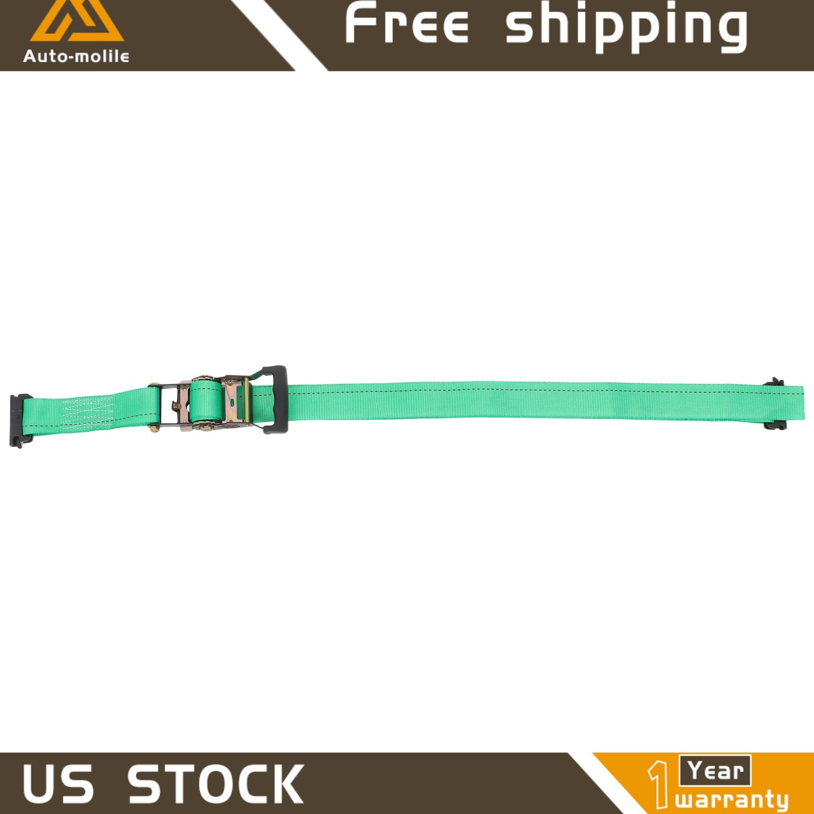E Track Wheel Chock Tie Down System 8' Green Ratchet Straps Durable Secure Cargo