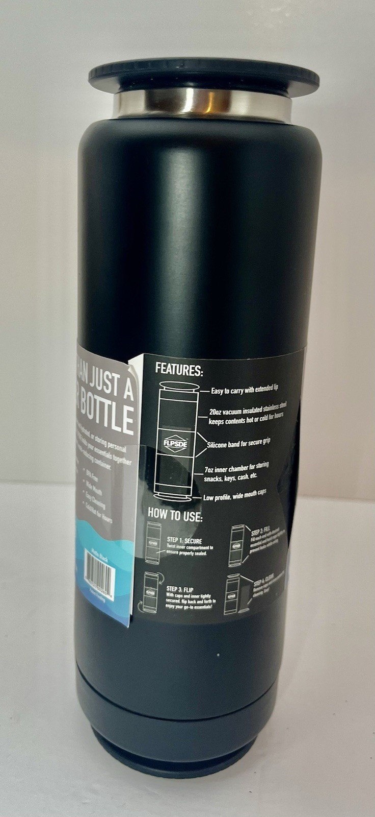 FLPSDE Dual Chamber Water Bottle W/ Integrated Storage Compartment For Snacks