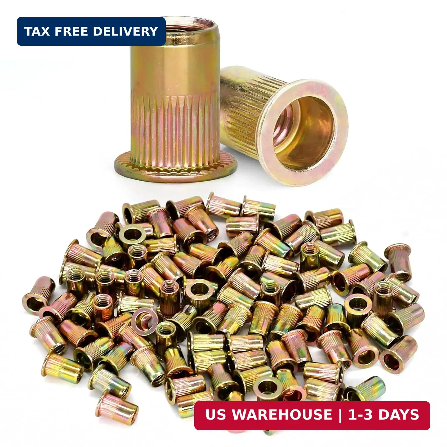 Trivd Frol 100Pcs 1/4"-20 UNC Rivet Nuts, Zinc Plated Carbon Steel Threaded Rive