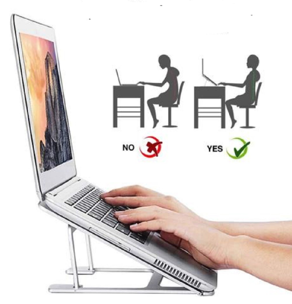 Adjustable Aluminum Laptop Stand - Portable Desk Riser, Ergonomic Laptop Holder