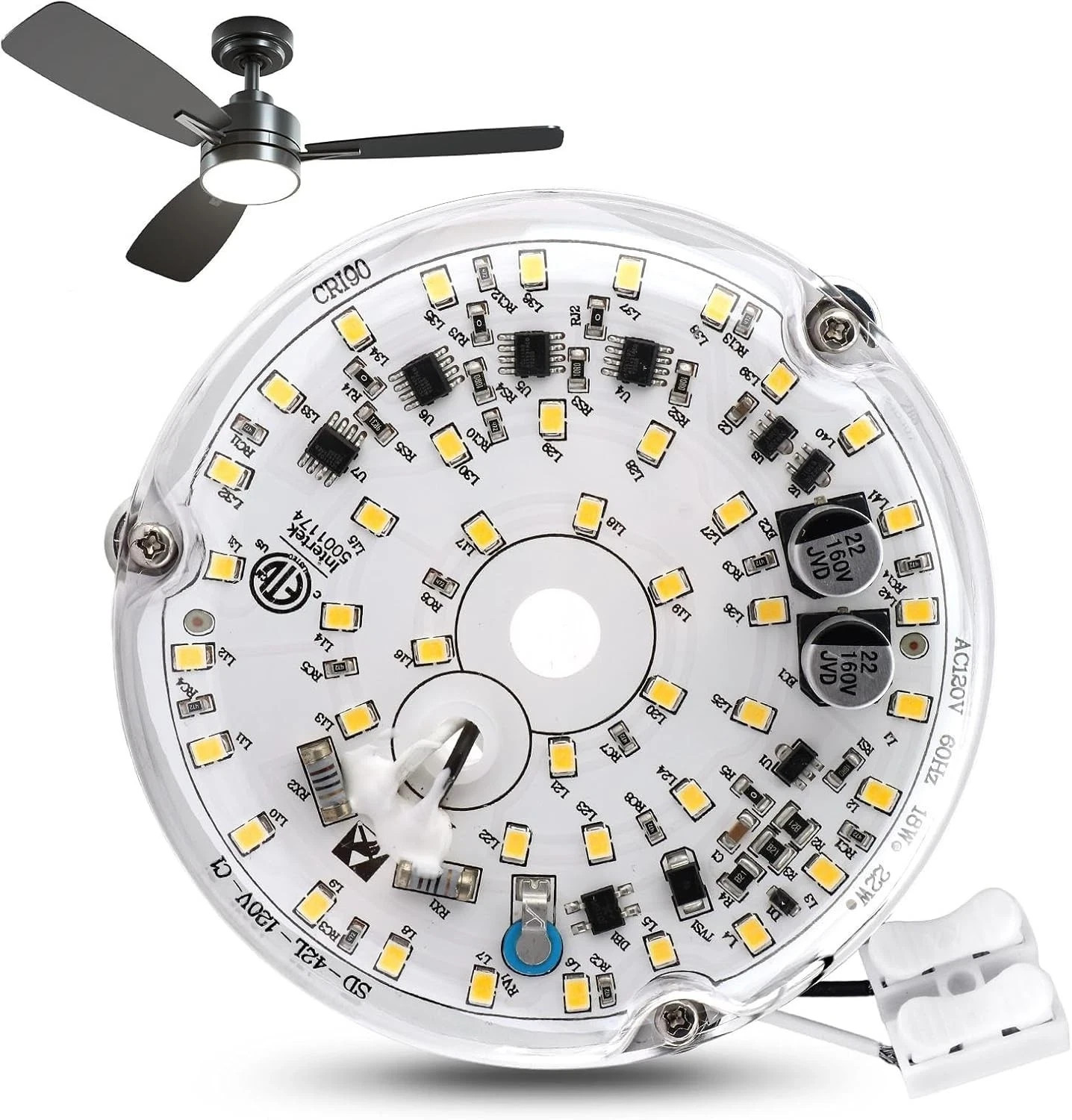 4 Inch 18W Universal Ceiling Fan Light Kit, 6000K 1800LM 120V LED Ceiling Fan Li