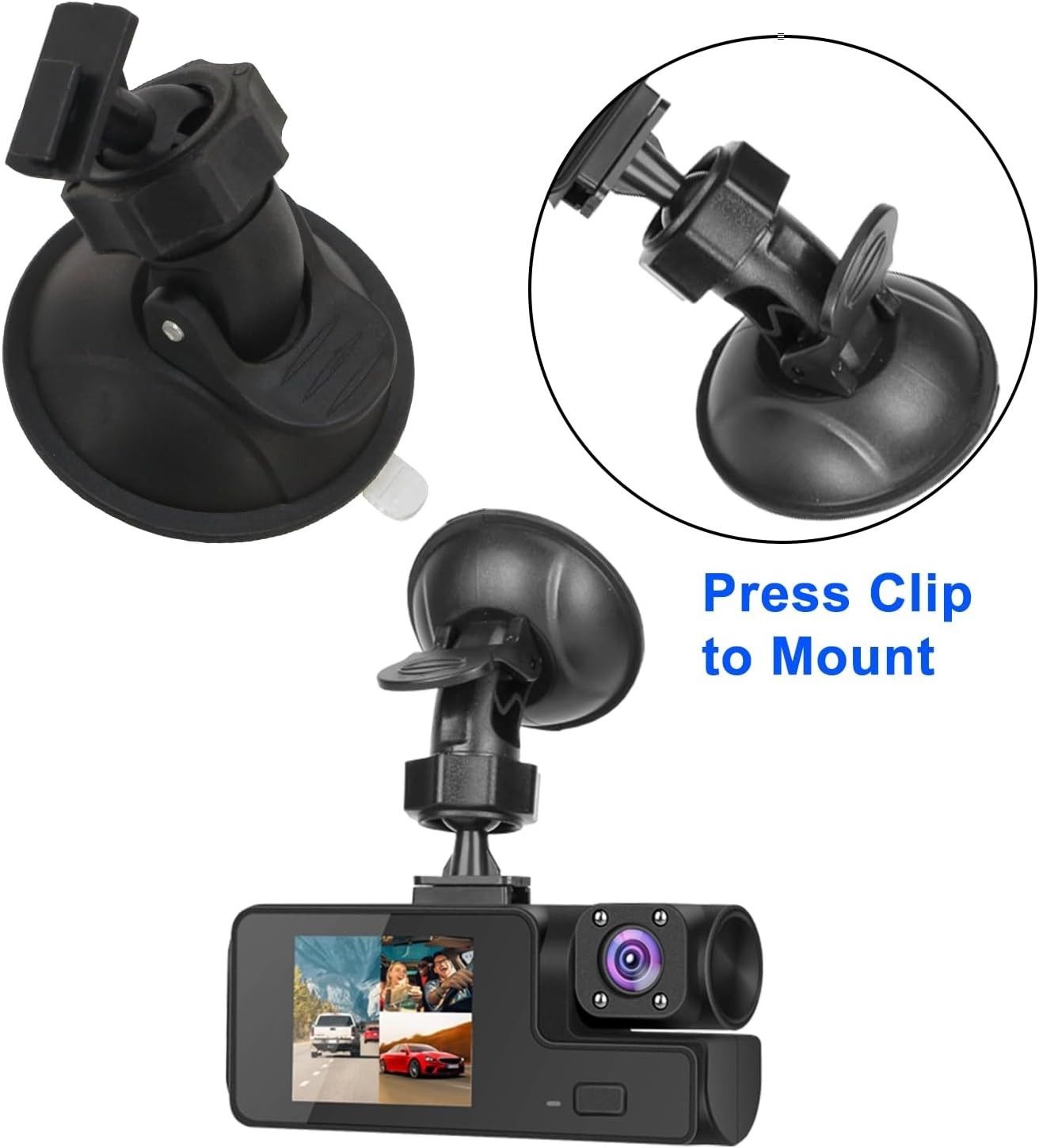 Dashcam Suction Cup Mount - 1080P Compatible Dash Camera Holder