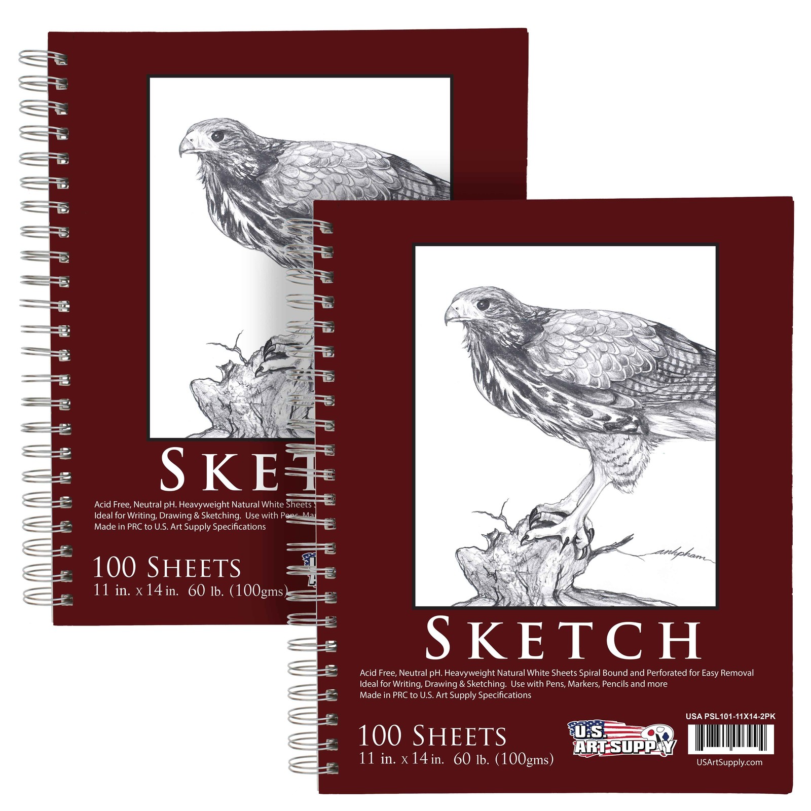 11" x 14" Left Hand Spiral 60lb Sketch Pad (Pack of 2)