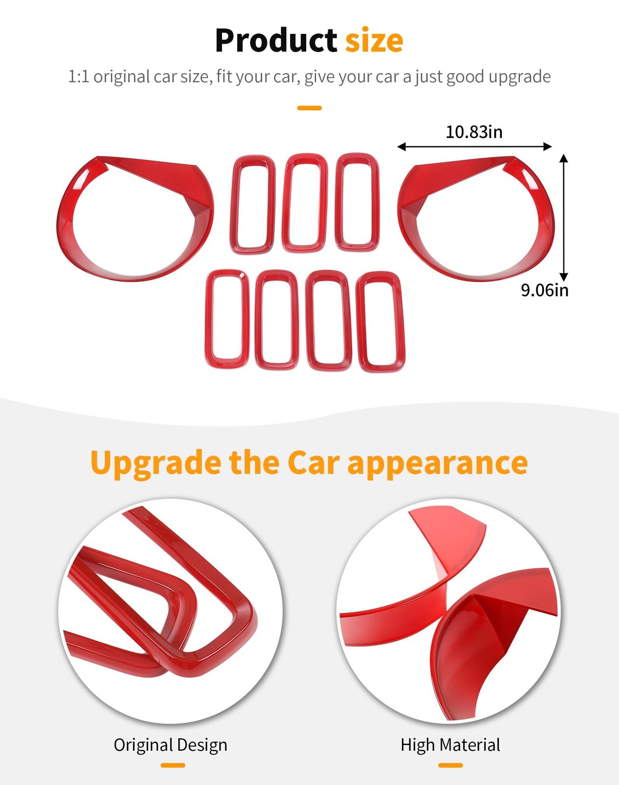 For Renegade Front Grille Inserts & Front Angry Eye Light Headlight Cover Bez...