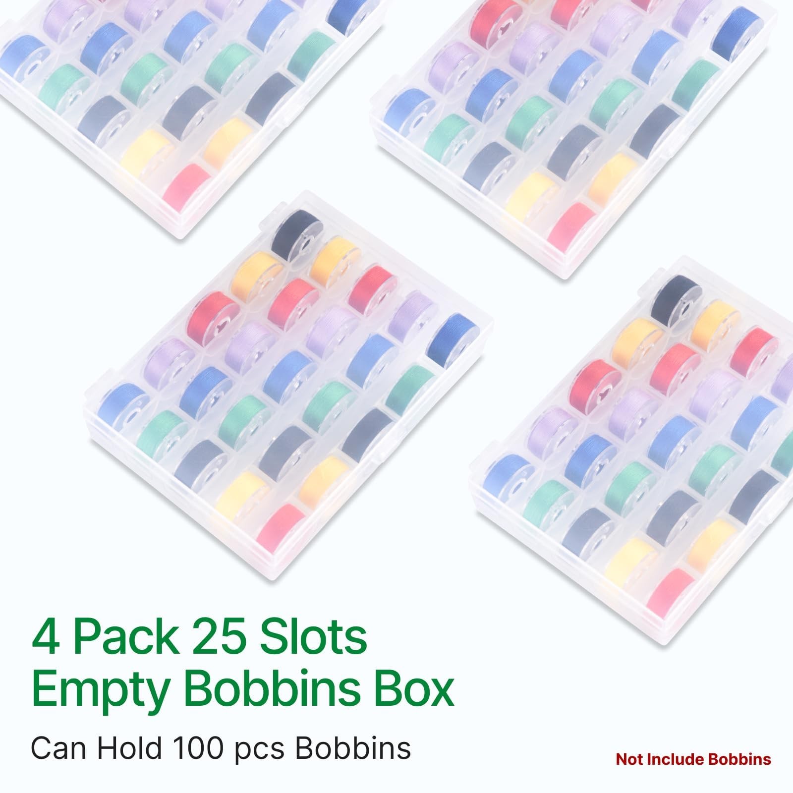 Opret 25 Slots Bobbin Organizer, Transparent Plastic 4 Pack,