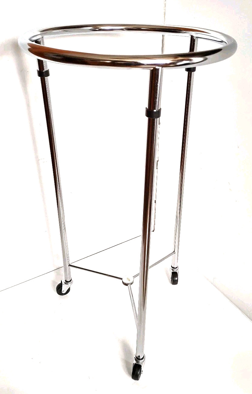 18" x 35" ROUND HAMPER FRAME High Quality Chrome Steel w/ Solid wheels