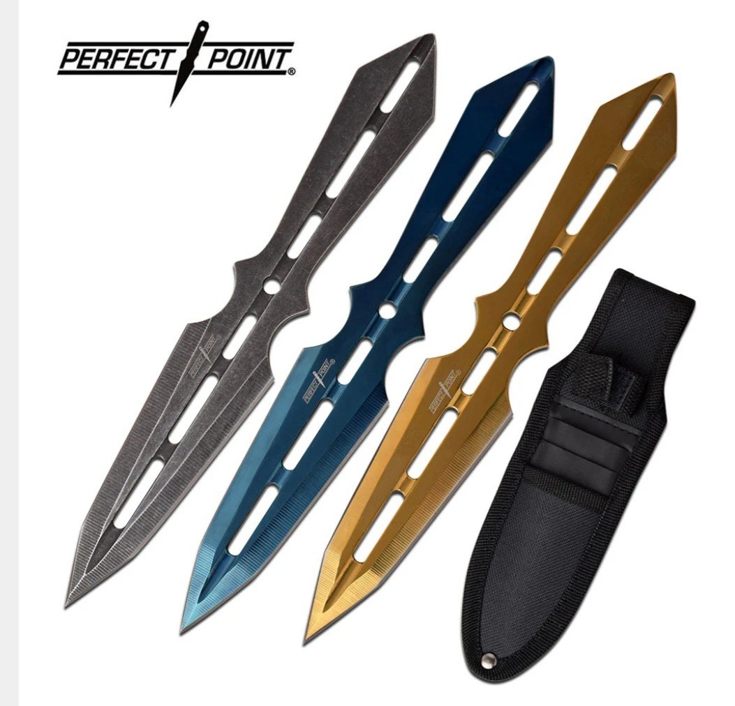 Perfect Point - Throwing Knives - Set of 3 in 3 Colors - PP-120-3