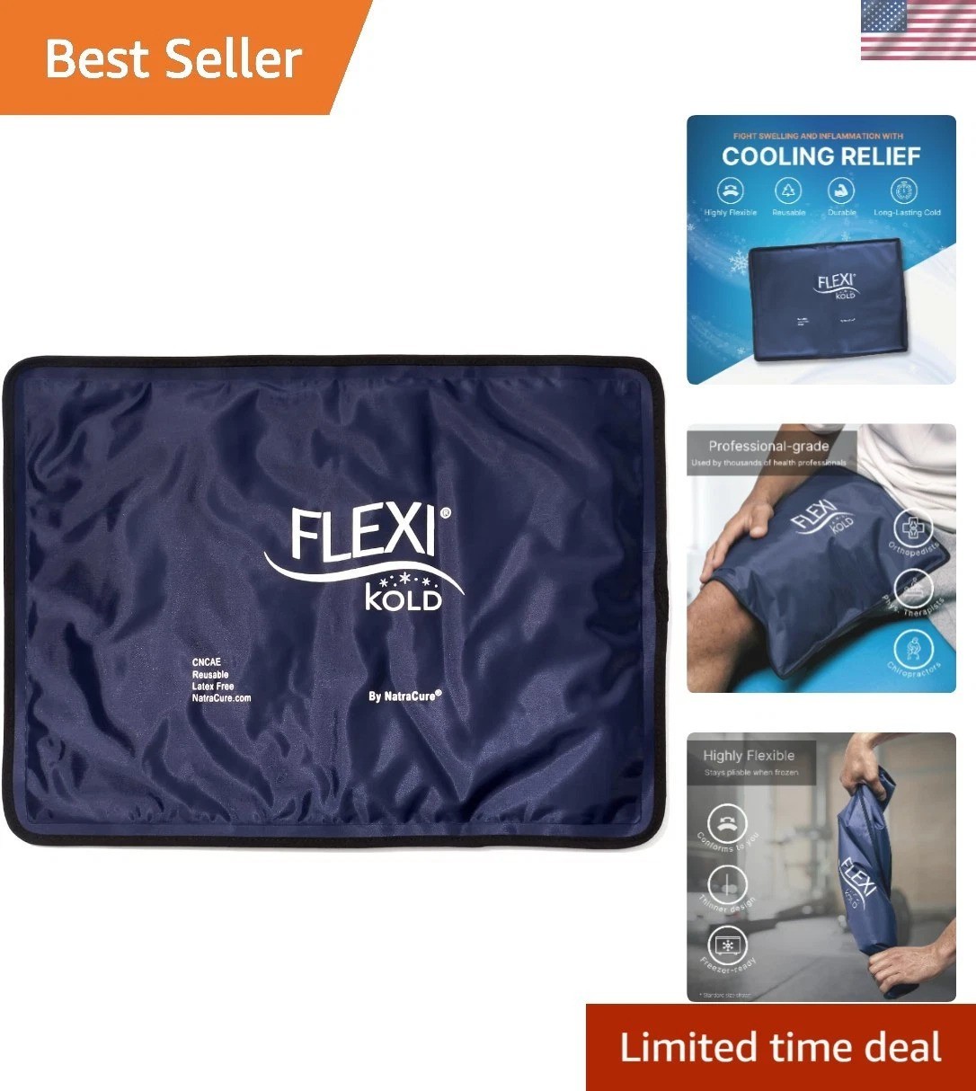Colder for Longer: FlexiKold Large Gel Ice Pack, Perfect for Injuries & Recovery