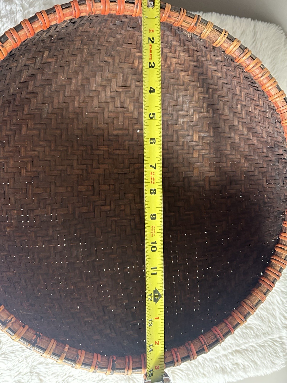 Set of 2 Brown Wicker Round Baskets, Decorative Storage