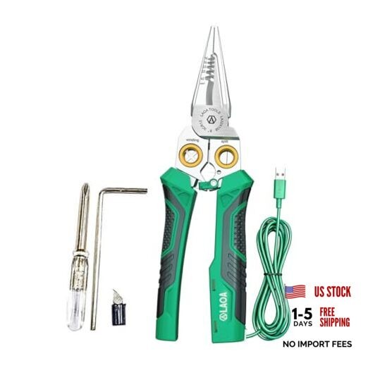 8-in-1 Rechargeable Electrician Pliers, No More Button Battery LA3251088