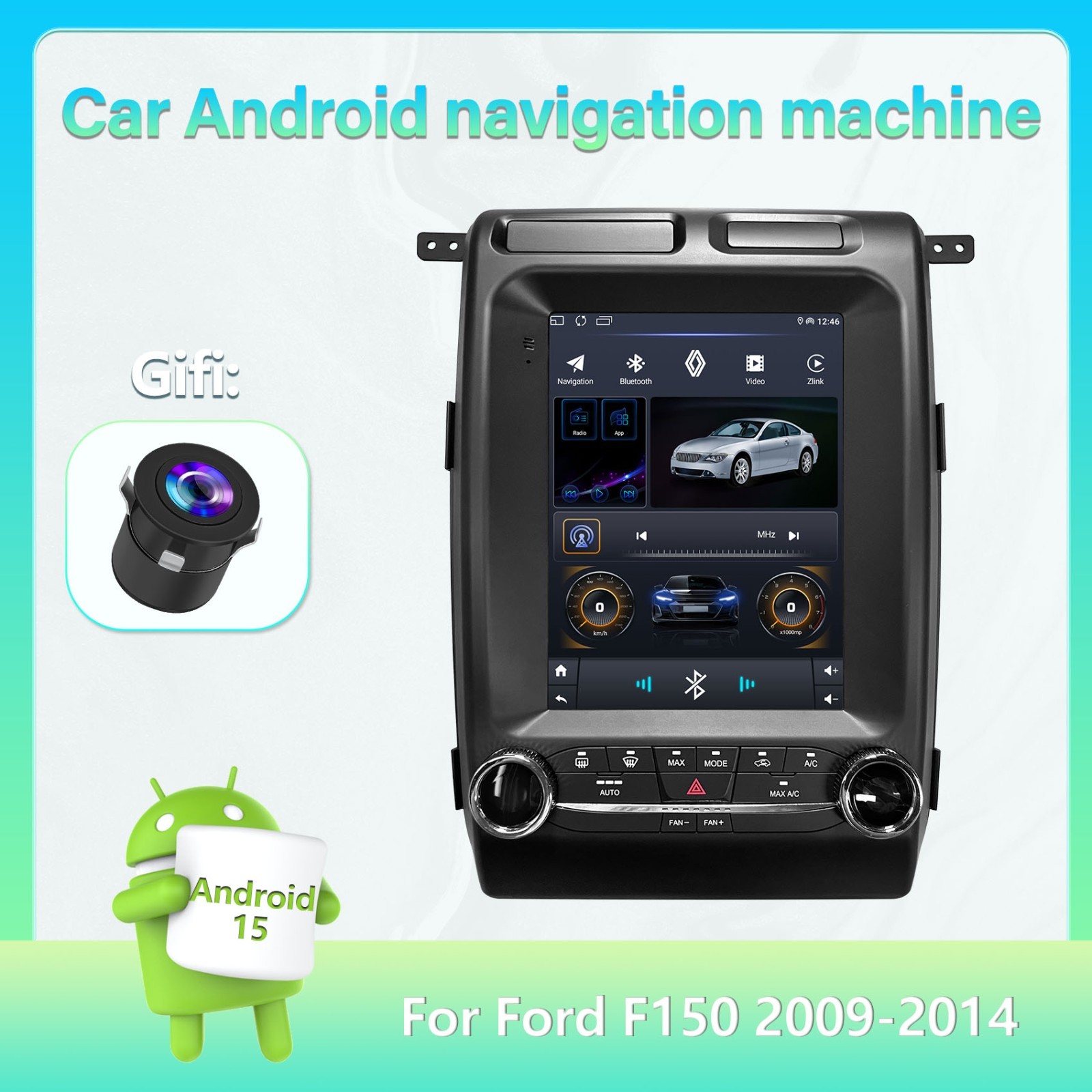 For Ford F150 2009-2014 Apple Carplay 9.7" Car Stereo Radio GPS Navi with Camera