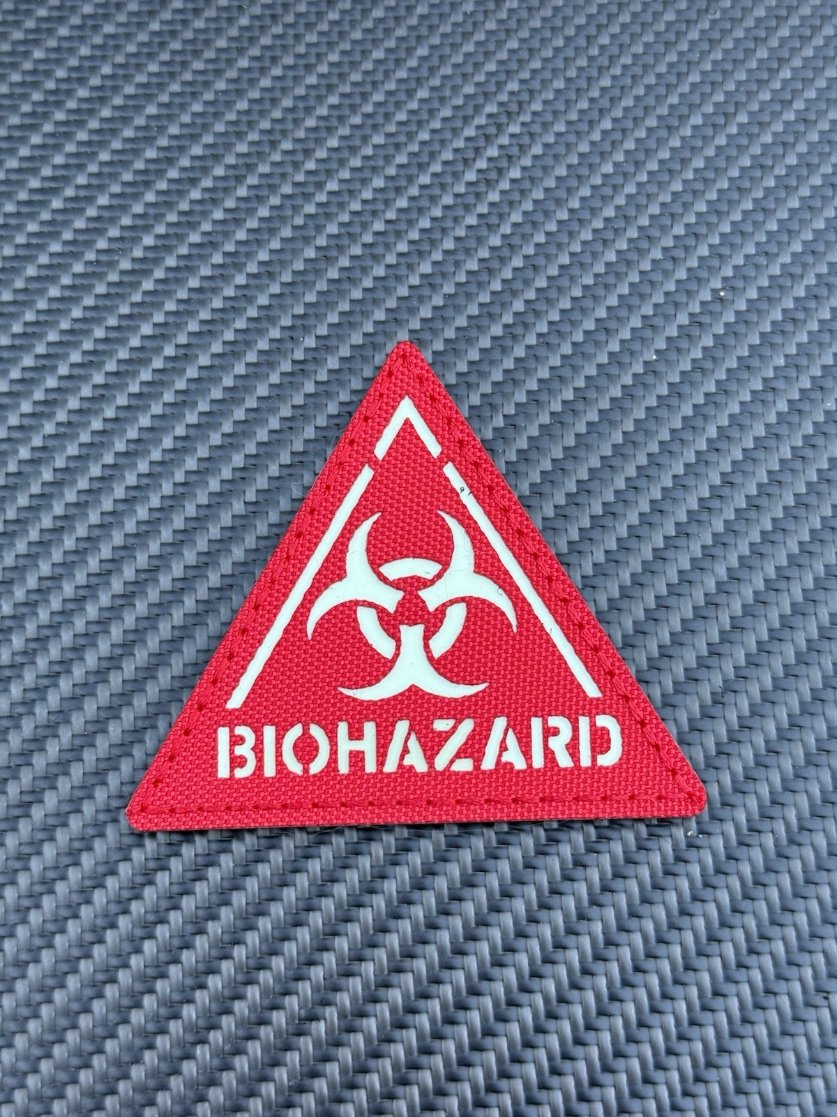 Biohazard IR Reflective Glow In Dark Patch Hook Loop Red