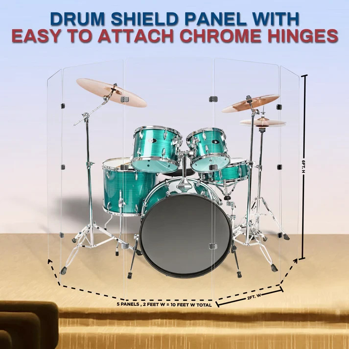 Drum Shield 2ft. x 6 ft. Panels,Clear Acrylic Drum Shield for Drum Cage,Drum Kit