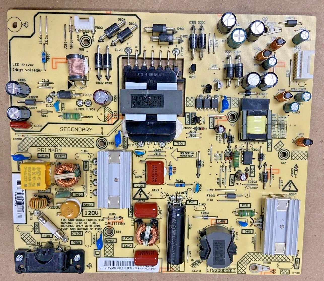 Toshiba 1T92000001I Power Supply Board