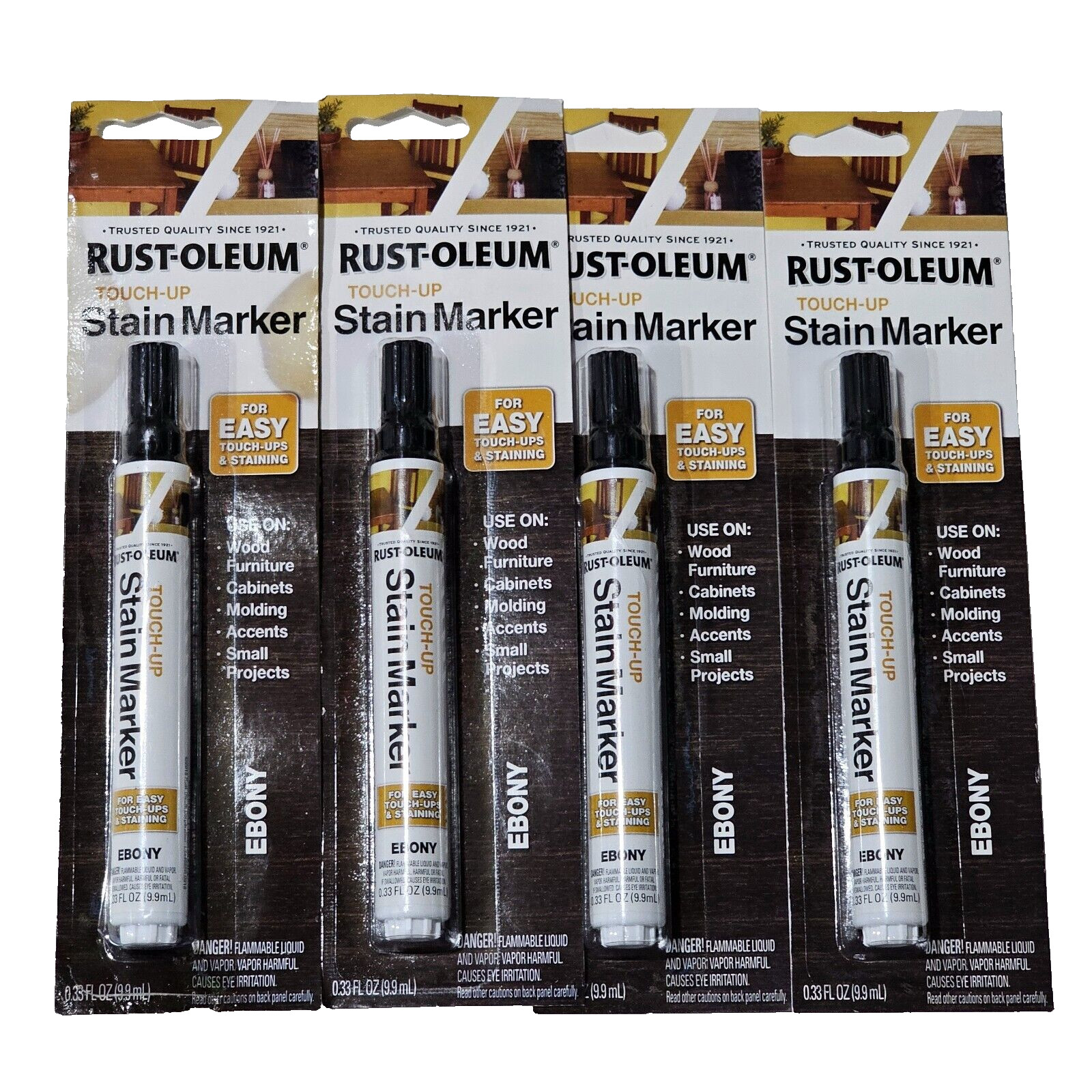 4 Pack Rust-oleum Touch Up Stain Marker Ebony For Wood Furniture Cabinets