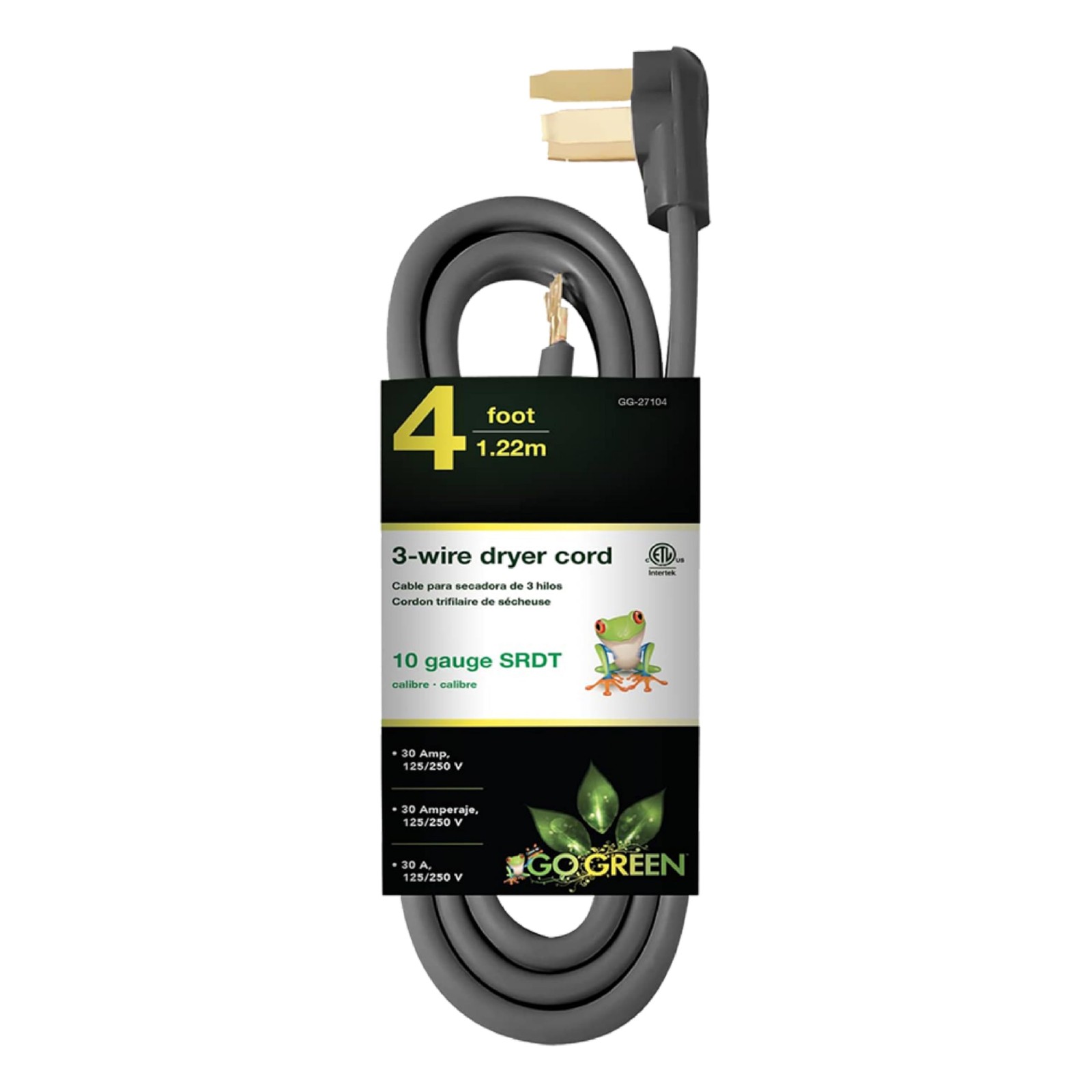 Go Green Power Inc. GG-27104 4’ 3-Wire Dryer Cord, 20 Amps, 4 4'3 Dryer, Gray