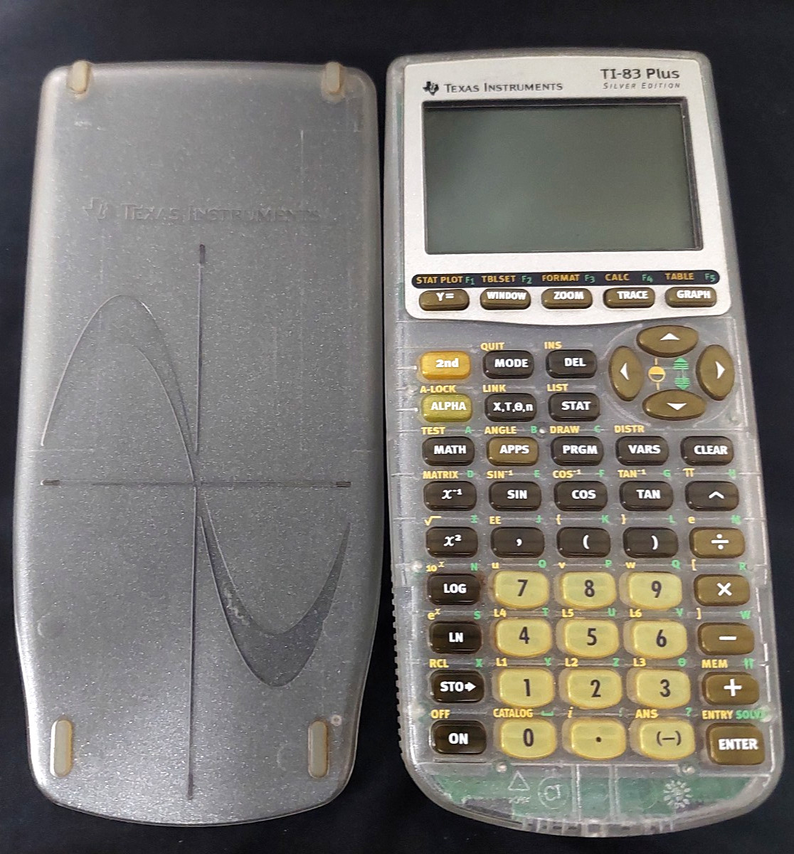 Texas Instruments TI-83 Plus Silver Edition Clear Calculator w/ Cover Works