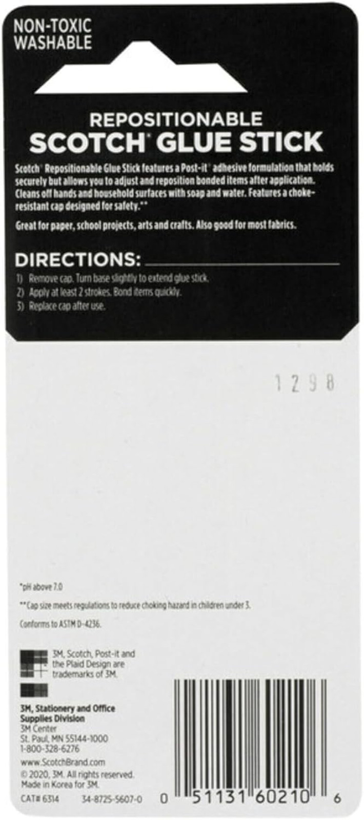 Removable Restickable Glue Stick, .49Oz, Repositionable Stick (3-Pack)