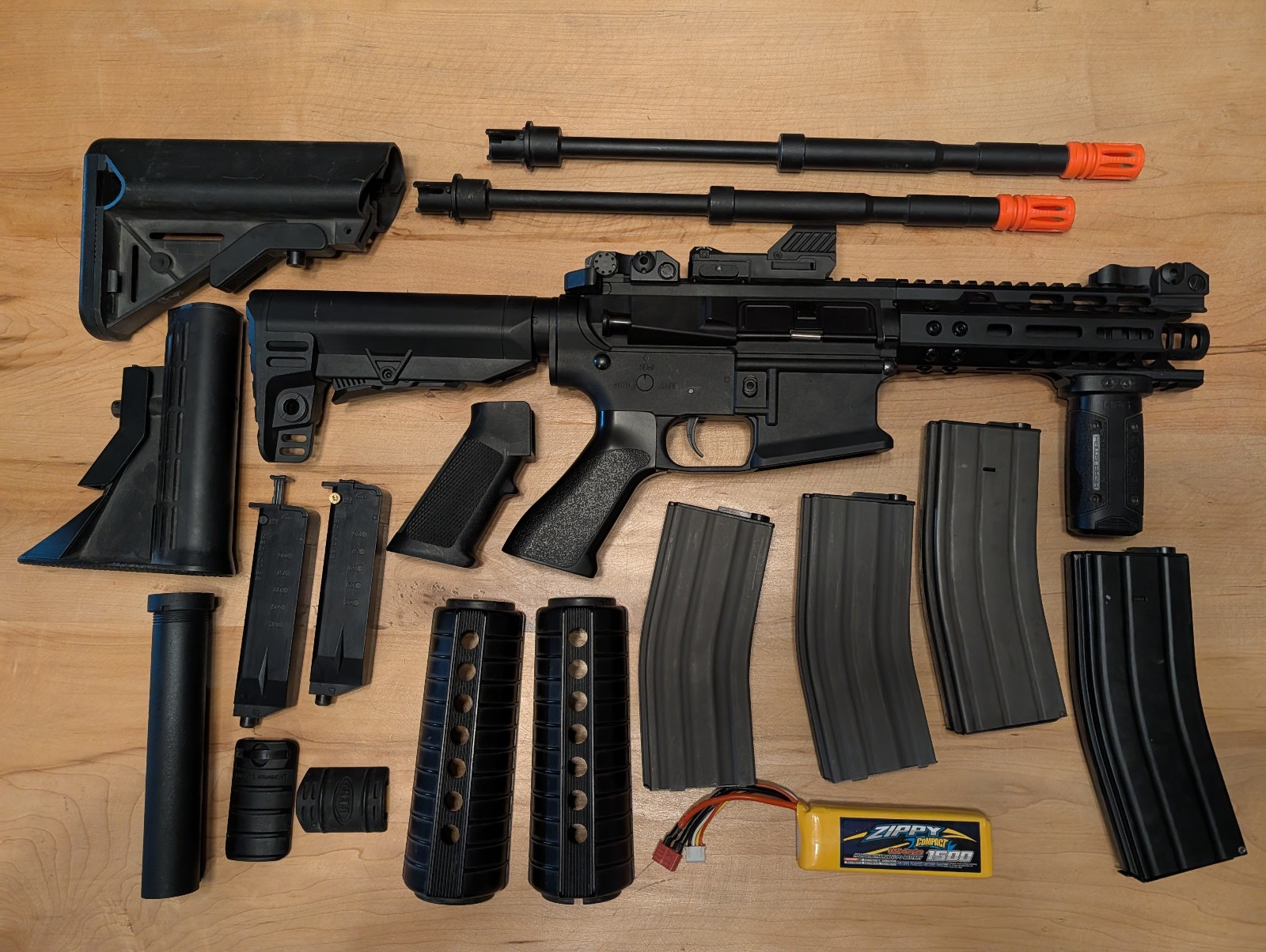 Custom GE-E6597 M4 M-LOK AEG Airsoft Rifle Upgraded R-Hop, Motor, Bundle Package