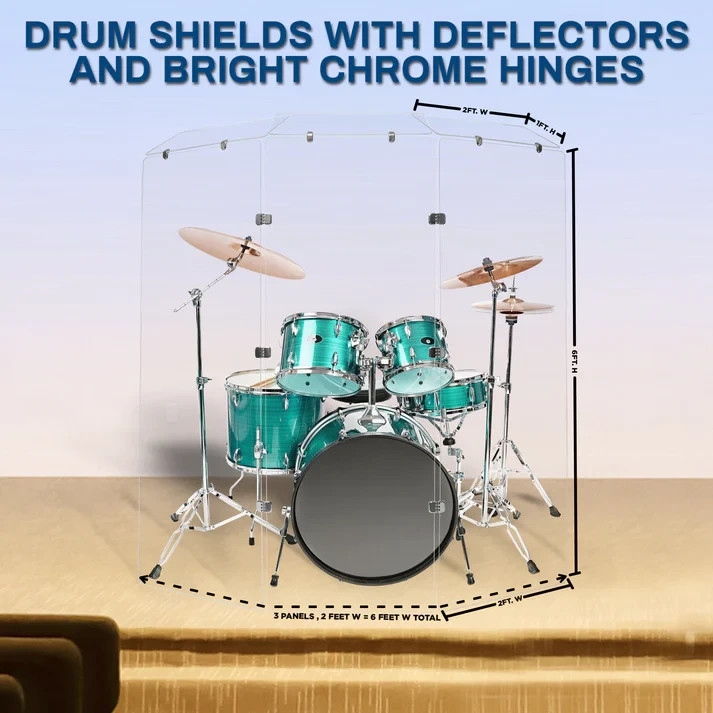 Drum Shield 2ft. x 6 ft. Panels,Clear Acrylic Drum Shield for Drum Cage,Drum Kit