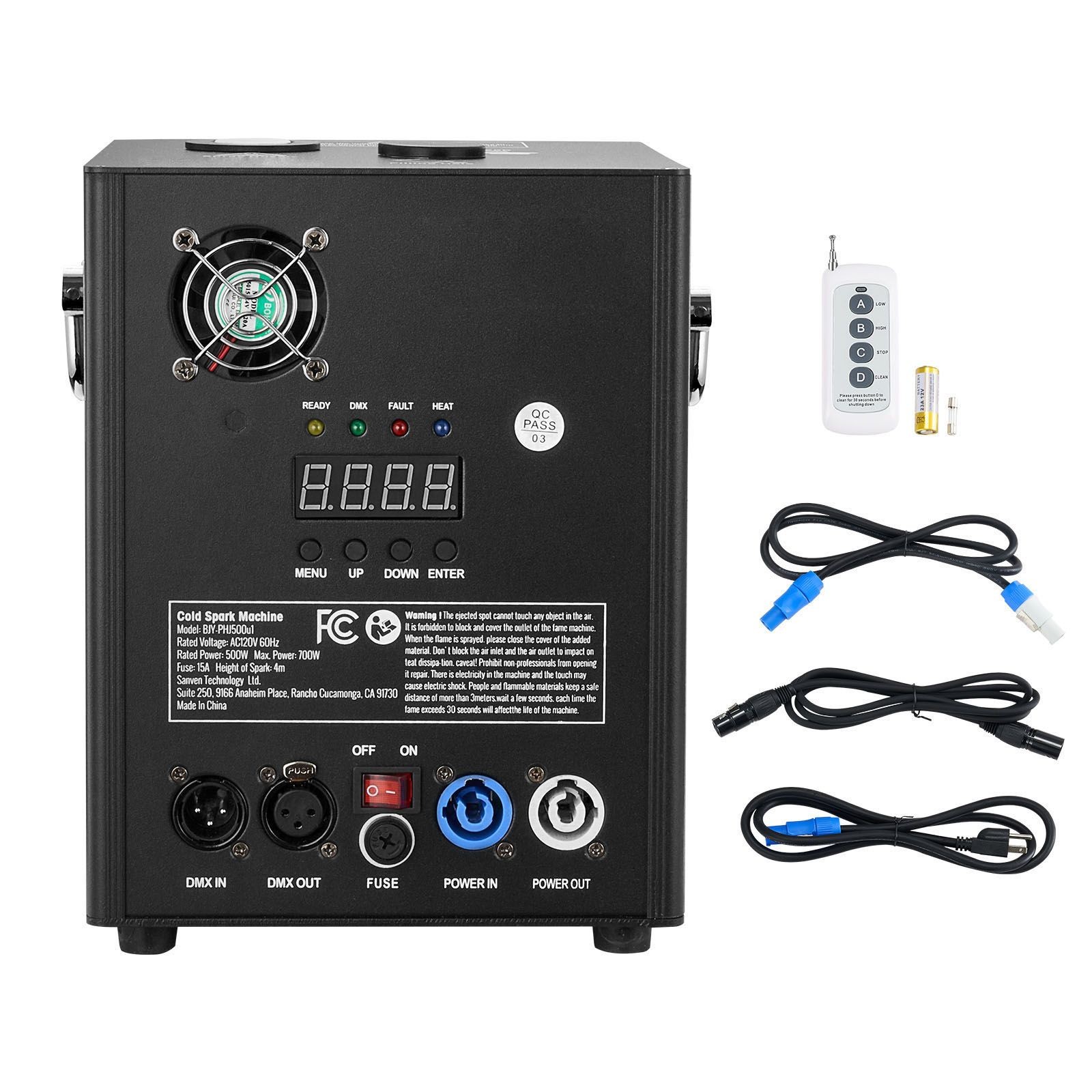 500W DMX Fireworks Controller, 6.6-13ft Adjustable Height, LED Screen