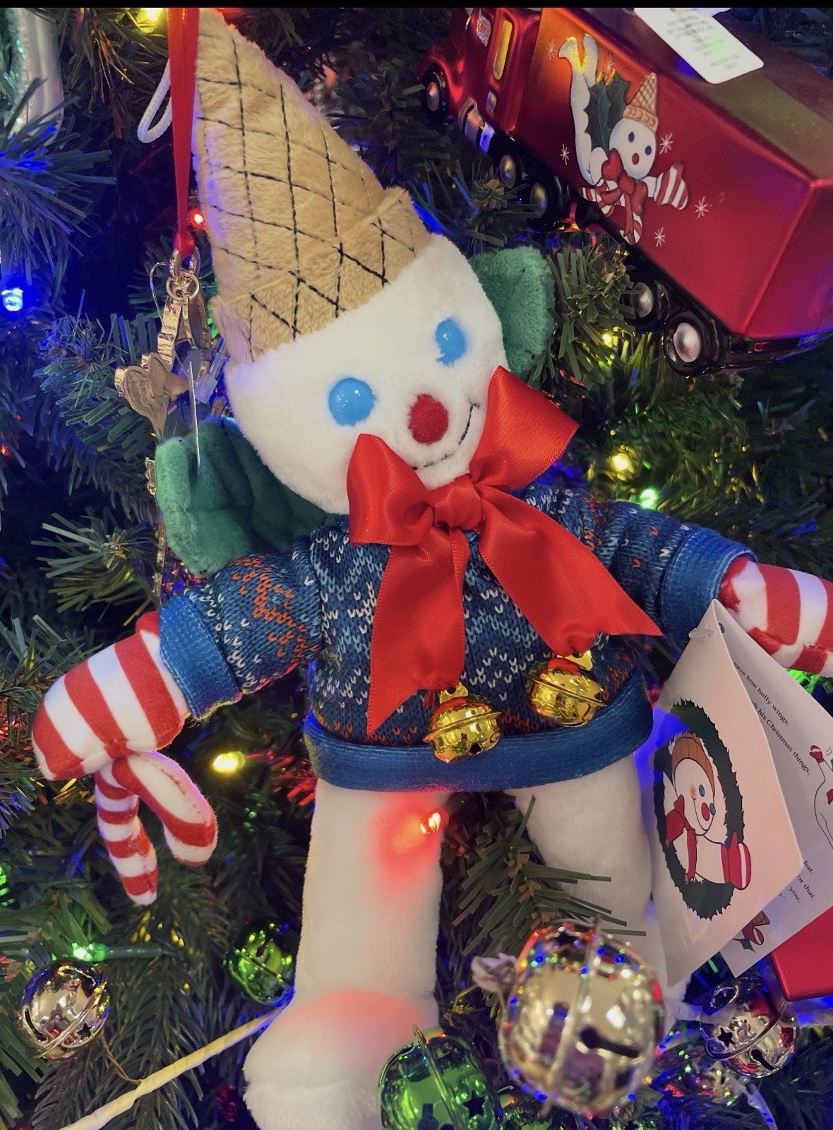 2025 MR. BINGLE SNOWMAN PLUSH 11”  SMALL -BLUE WHITE RED SWEATER - NEW With Tags