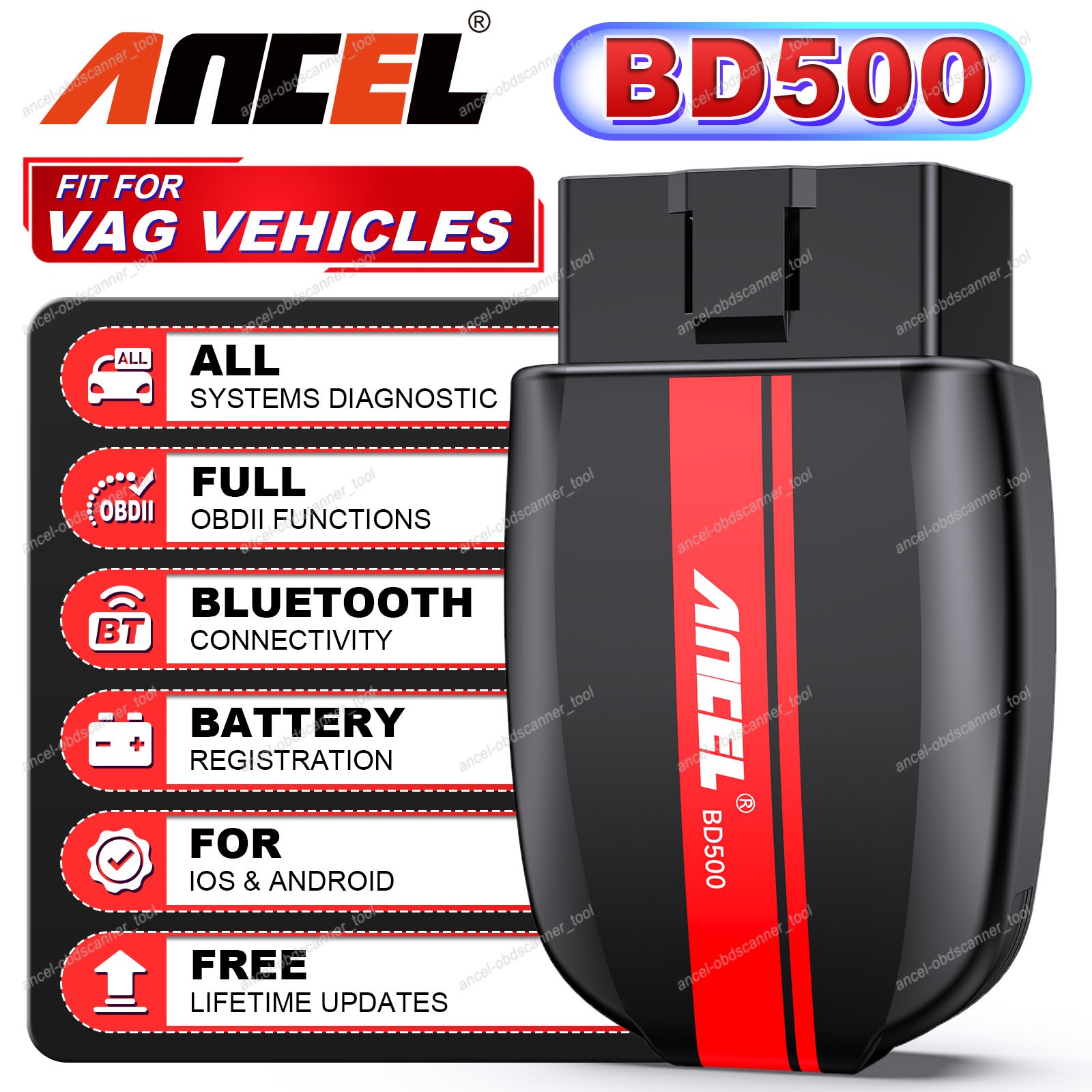 ANCEL BD500 All System OBD2 Scanner ABS SRS EPB OIL Car Diagnostic Scan Tool