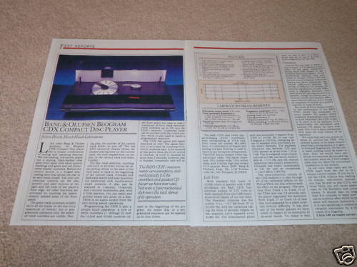 Bang & Olufsen Beogram CDX Review,1986,2 pgs,Full Test!