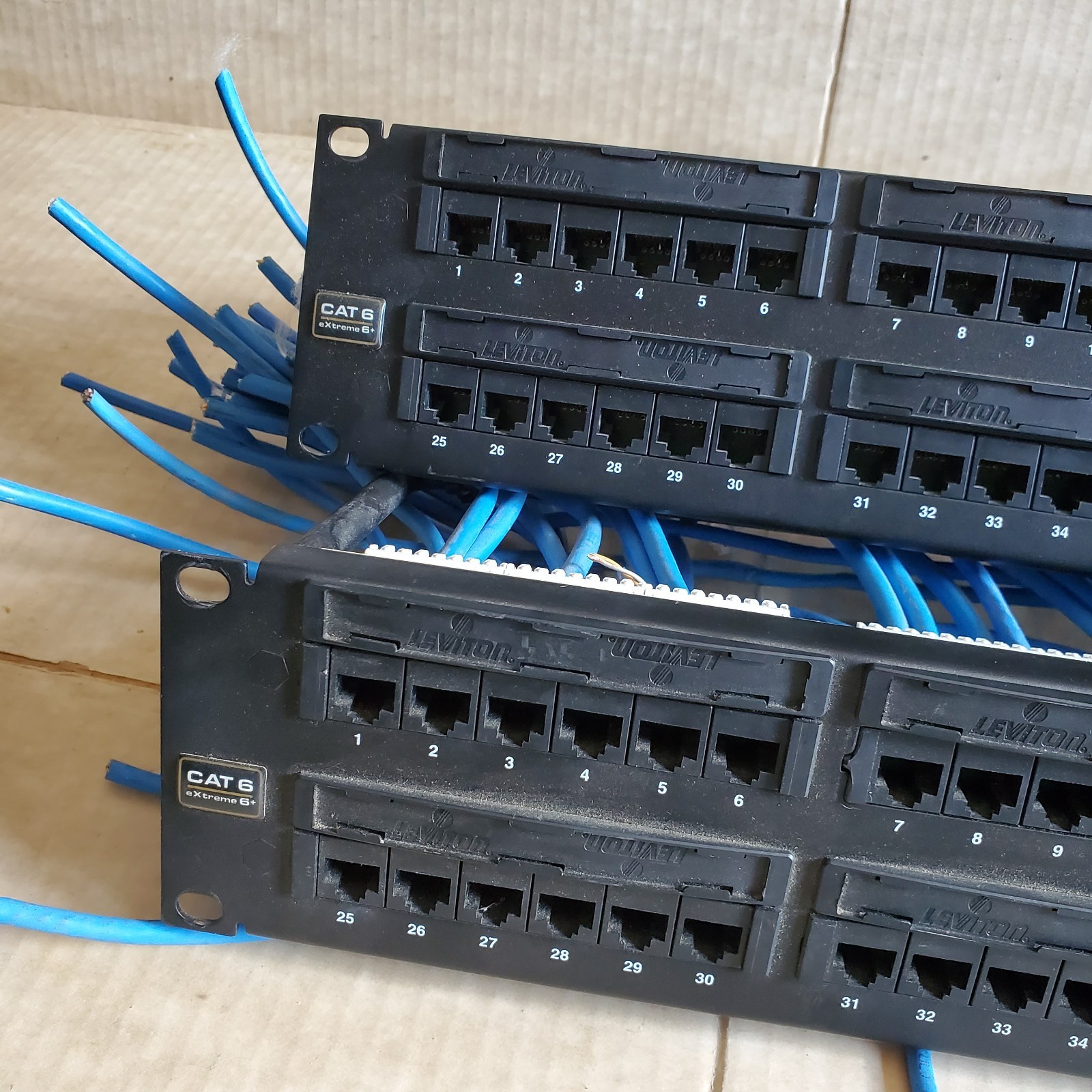 48-Port eXtreme Cat 6+ Flat 110-Style 2RU Patch Panel with Cable Management Bar