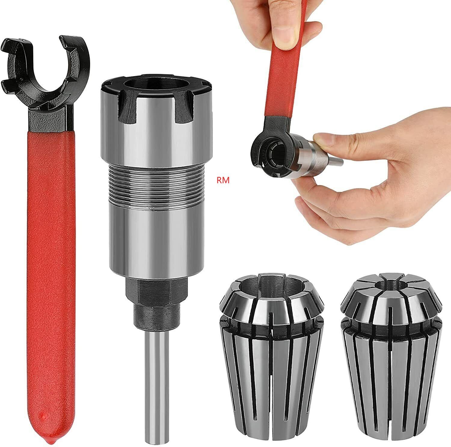 5Pcs 1/2 Inch 1/4 Inch Shank Router Collet Extension Chuck Converter Adapter Kit