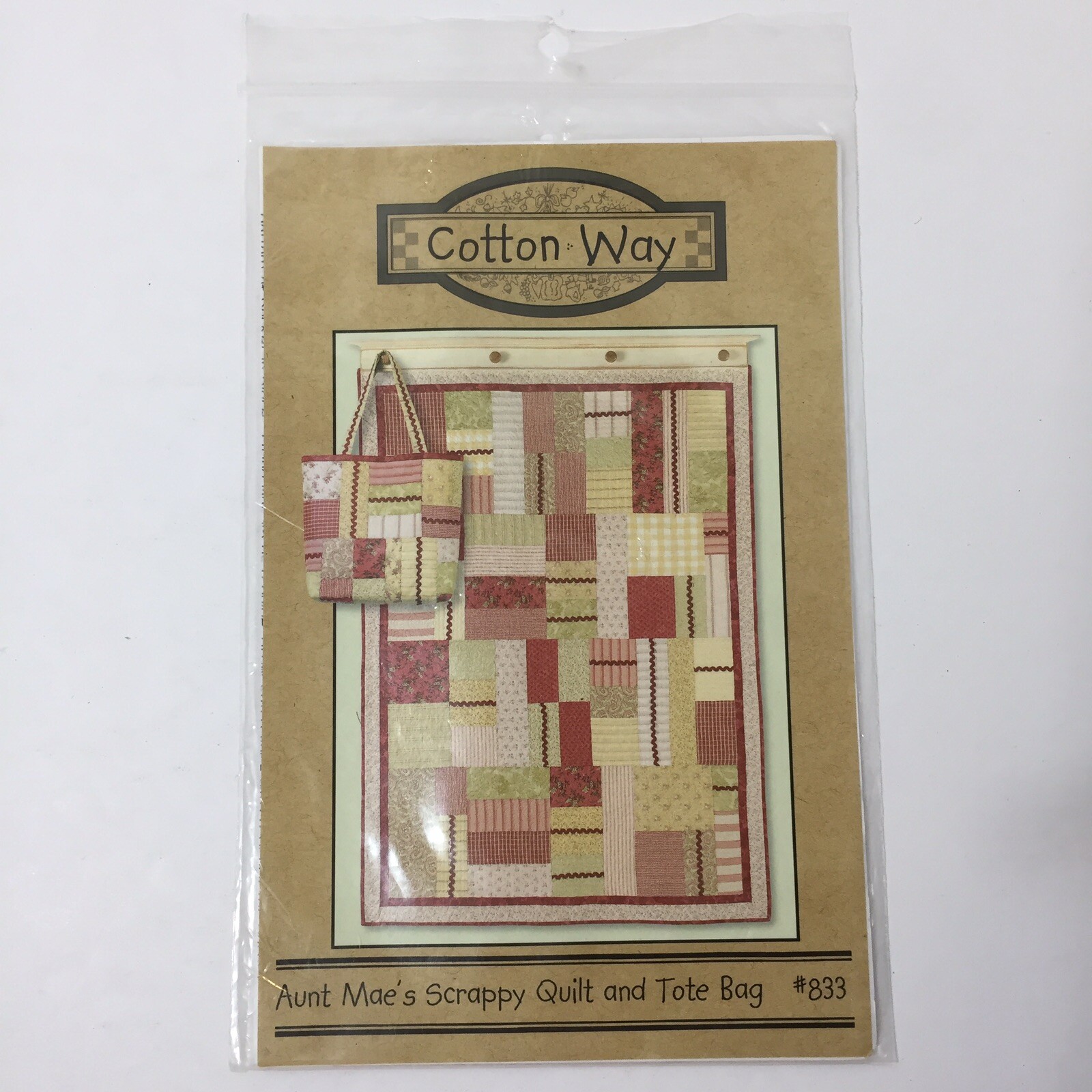 Aunt Mae's Scrappy Quilt Pattern and Tote Bag 50" x 70" Cotton Way