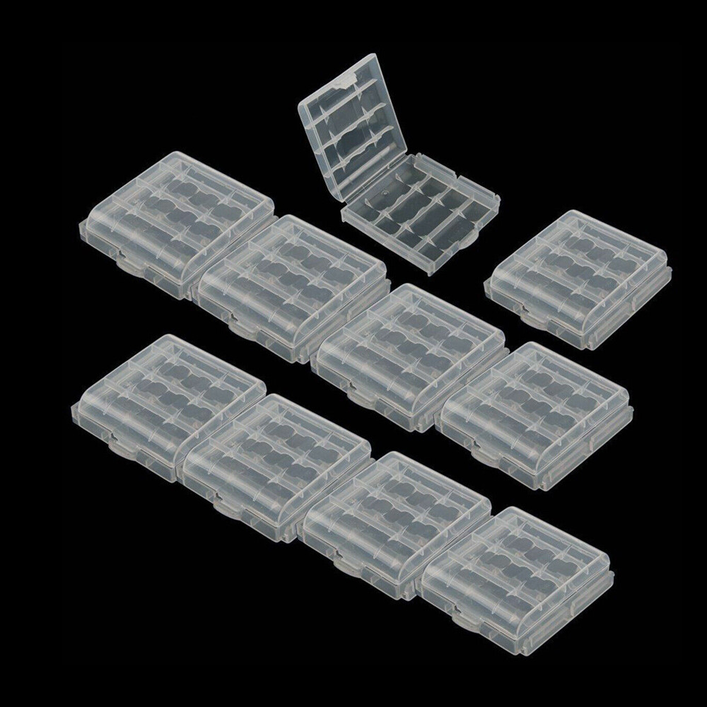 20pc Clear Hard Plastic Case Holder Storage Box For Rechargeable AA AAA Battery